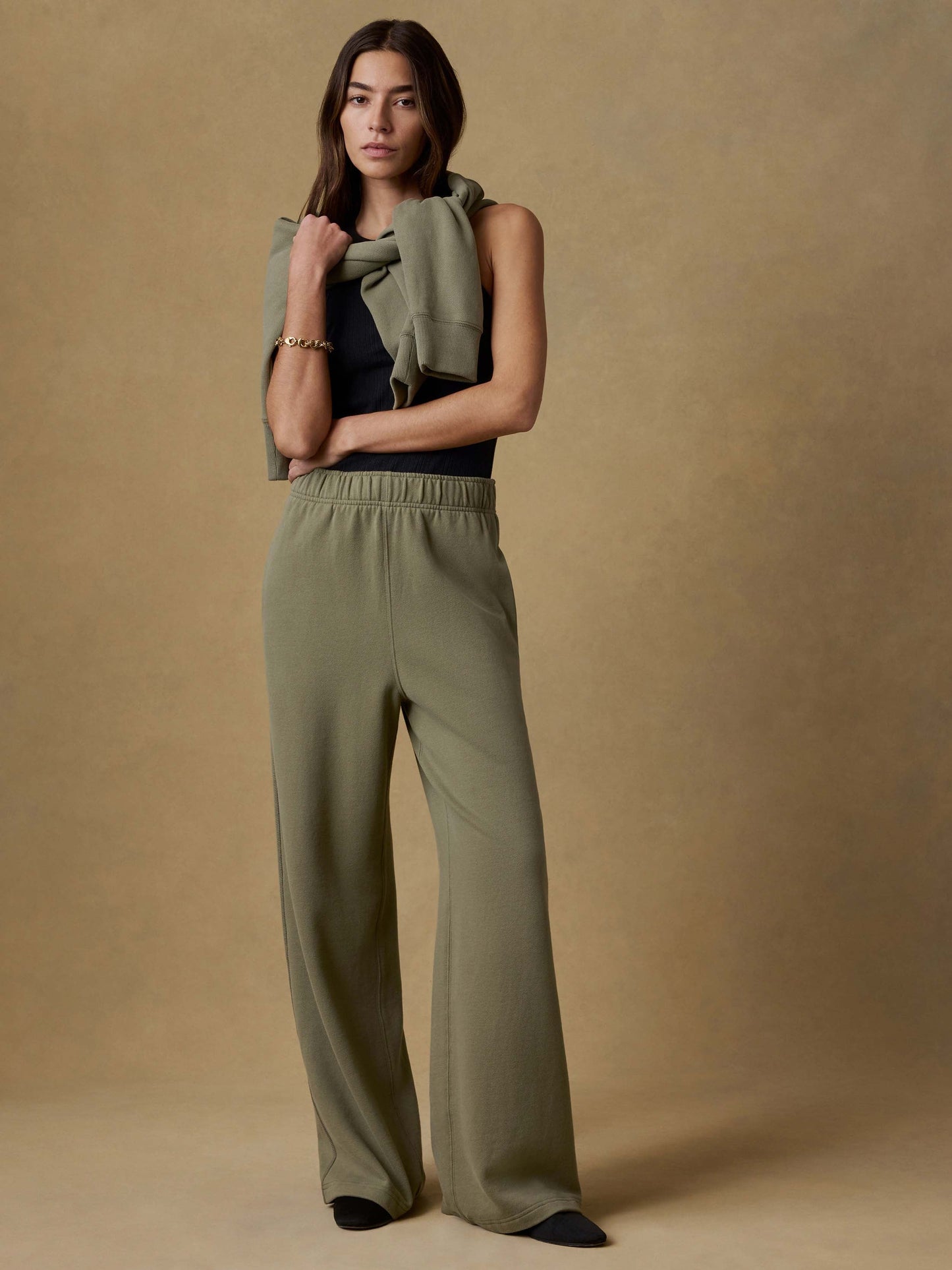 High Standard Fleece Wide Leg Sweatpant - Island Olive