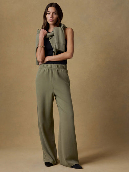 High Standard Fleece Wide Leg Sweatpant - Island Olive