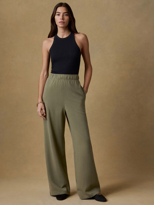 High Standard Fleece Wide Leg Sweatpant - Island Olive