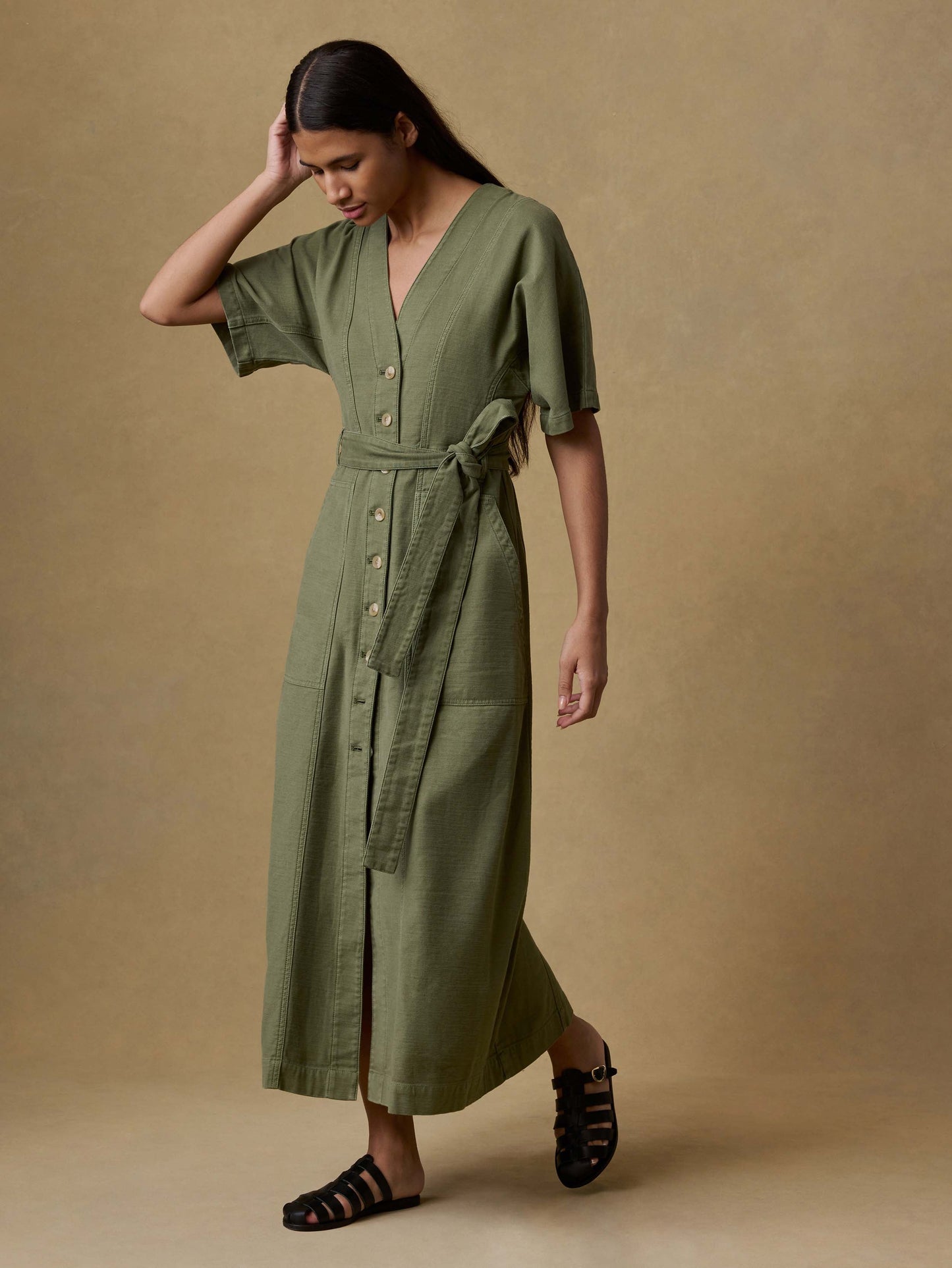 Soft Stretch Camille Dress - Moss