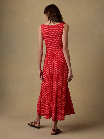 Sophia Smocked Dress - Red Lotus Floral