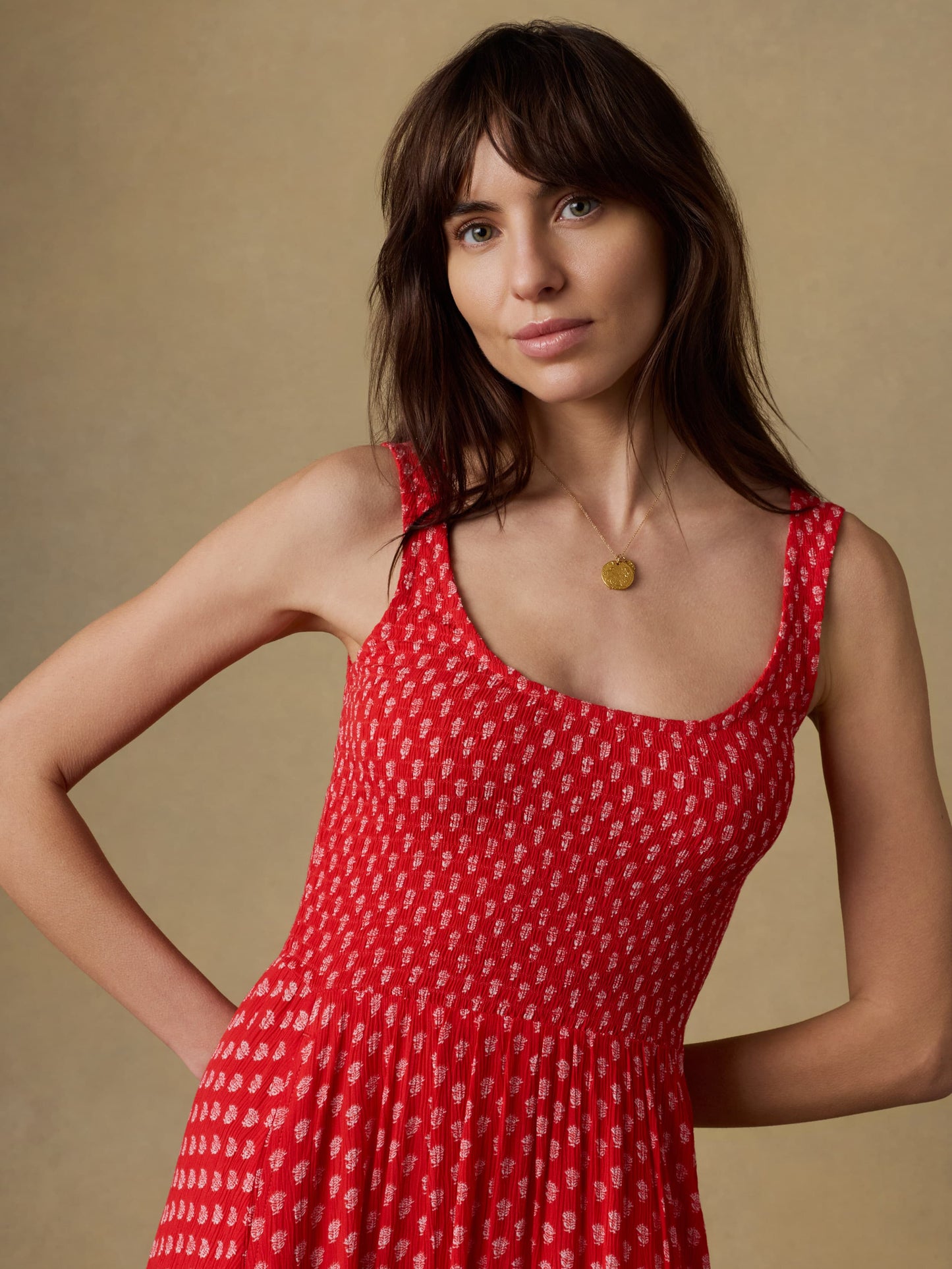 Sophia Smocked Dress - Red Lotus Floral