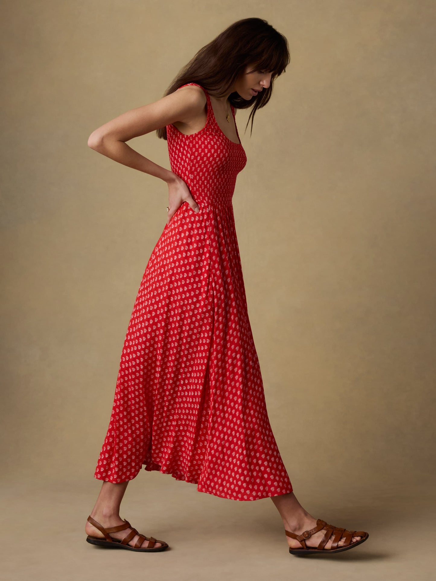 Sophia Smocked Dress - Red Lotus Floral