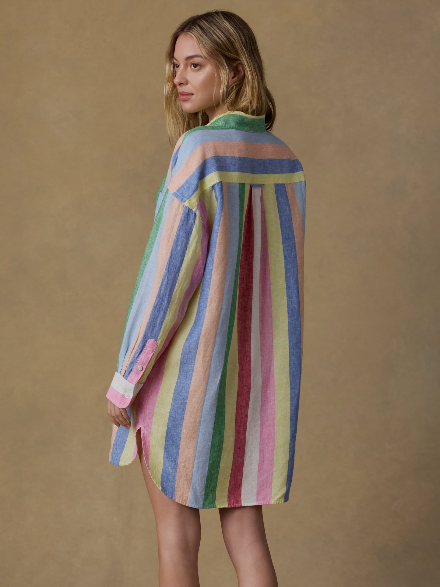 Laguna Linen Mini Shirtdress - Sunbeam Stripe