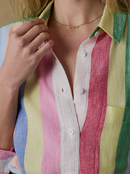 Laguna Linen Mini Shirtdress - Sunbeam Stripe