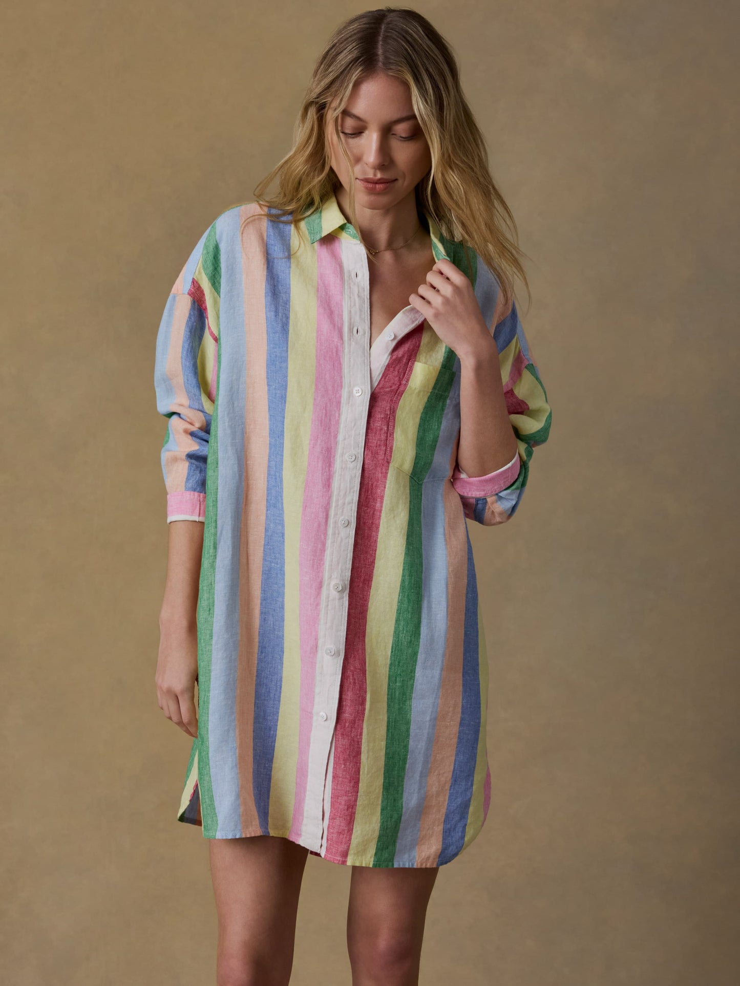 Laguna Linen Mini Shirtdress - Sunbeam Stripe