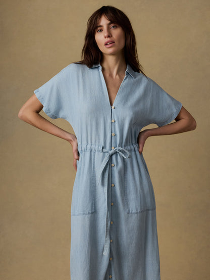 Tried & True Oakley Midi Dress - Arctic Sea Wash