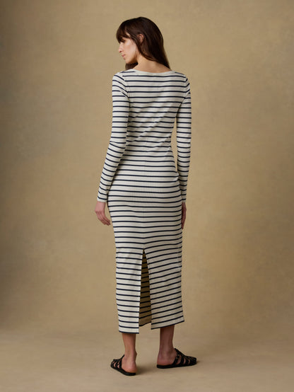 Surfside Rib Maxi Dress - Salt Air Stripe