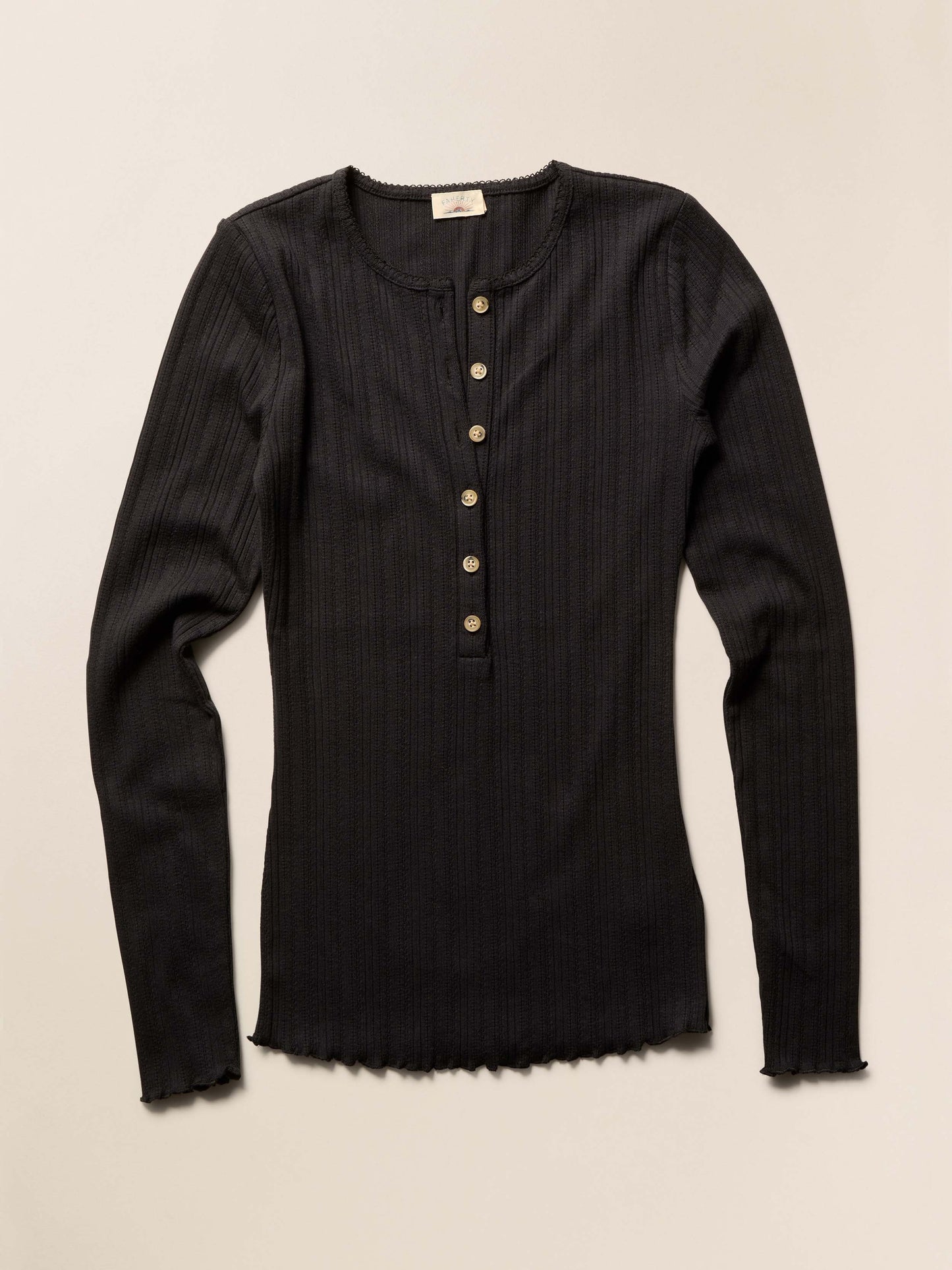 Paradise Pointelle Henley - Black
