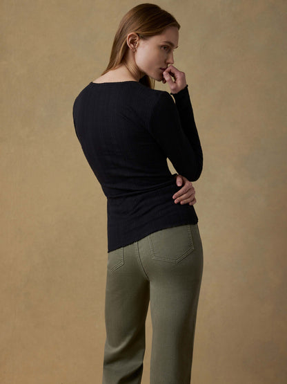 Paradise Pointelle Henley - Black