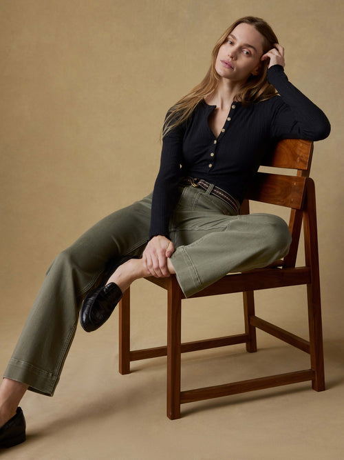 Paradise Pointelle Henley - Black