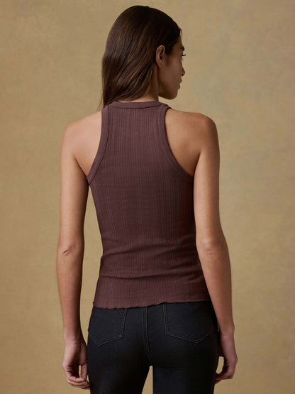 Paradise Pointelle Tank - Chicory Coffee