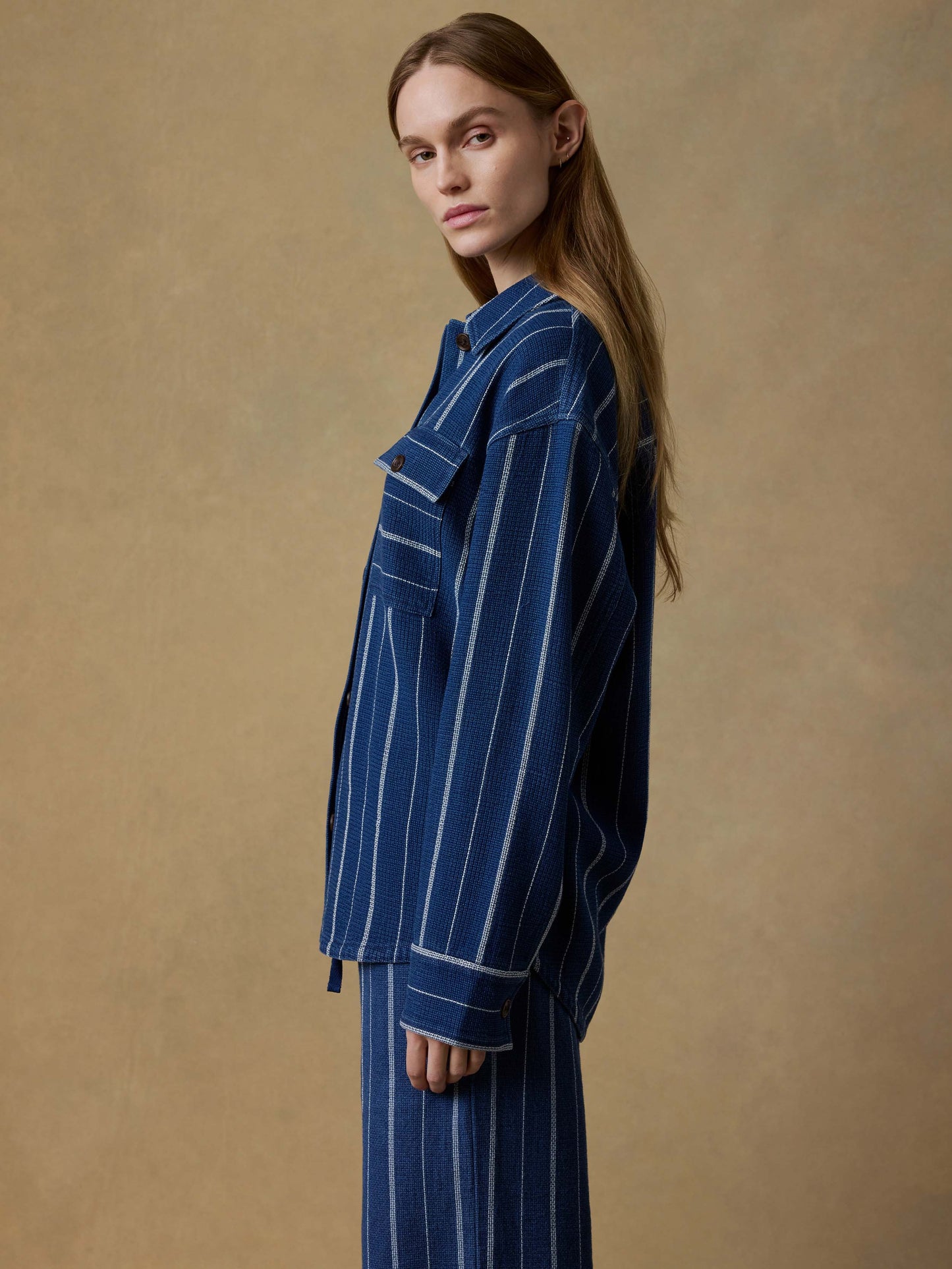 Island Tide Shirt Jacket - Indigo Drift Stripe