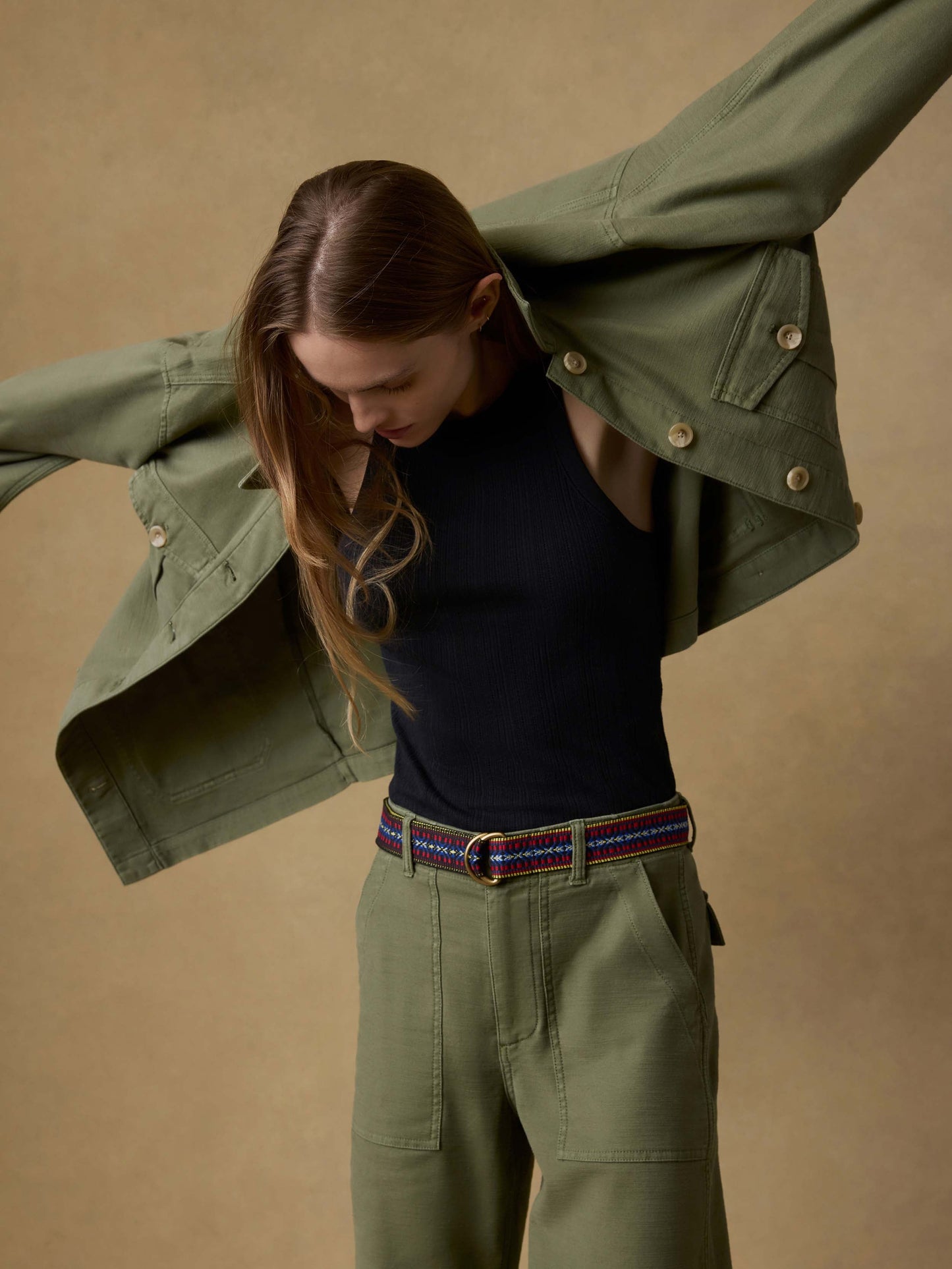 Soft Stretch Safari Jacket - Moss
