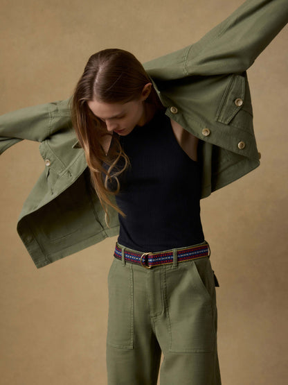 Soft Stretch Safari Jacket - Moss