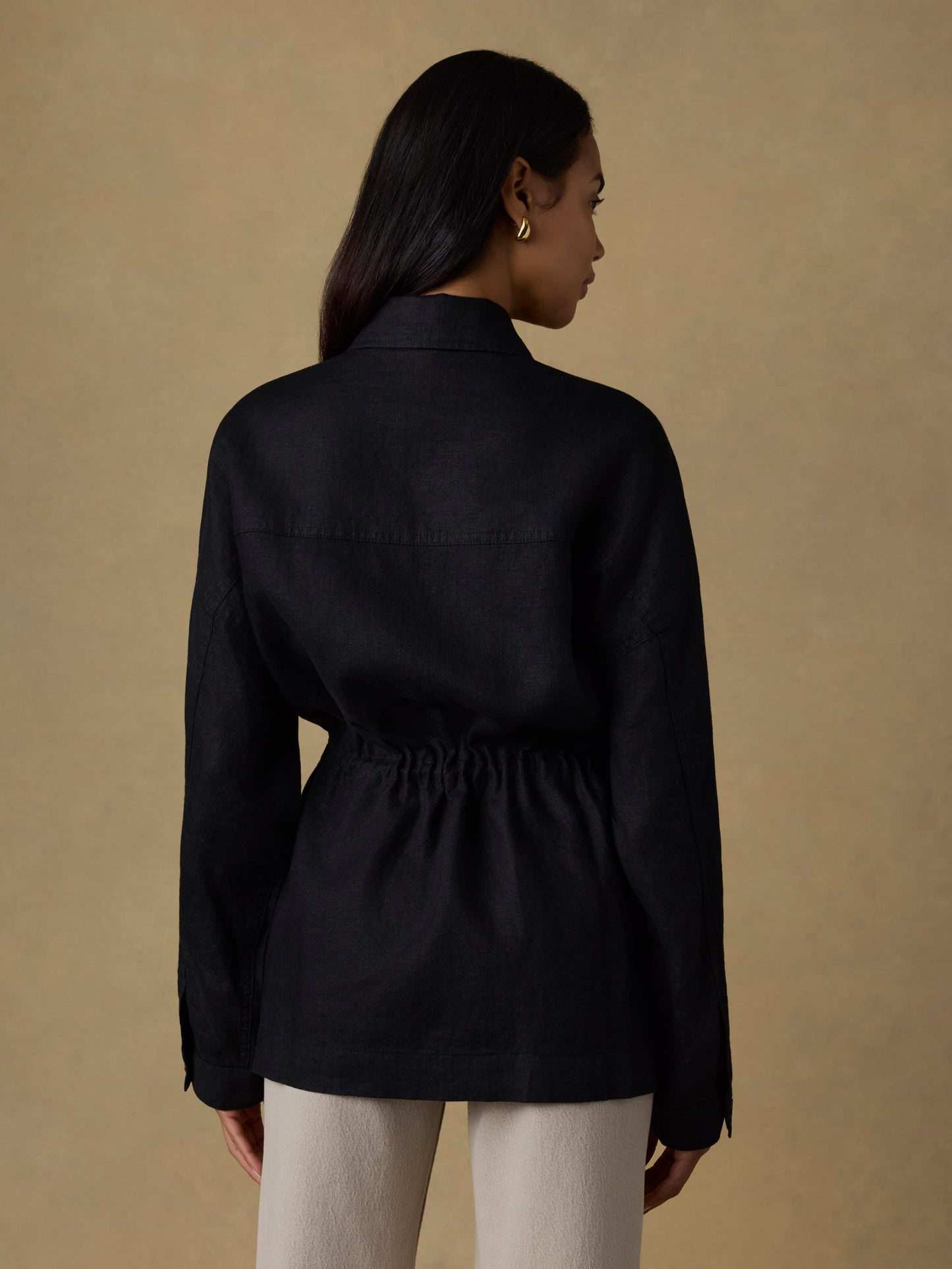 Sun Strider Linen Utility Jacket - Black