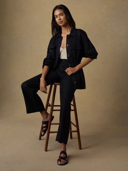 Sun Strider Linen Utility Jacket - Black