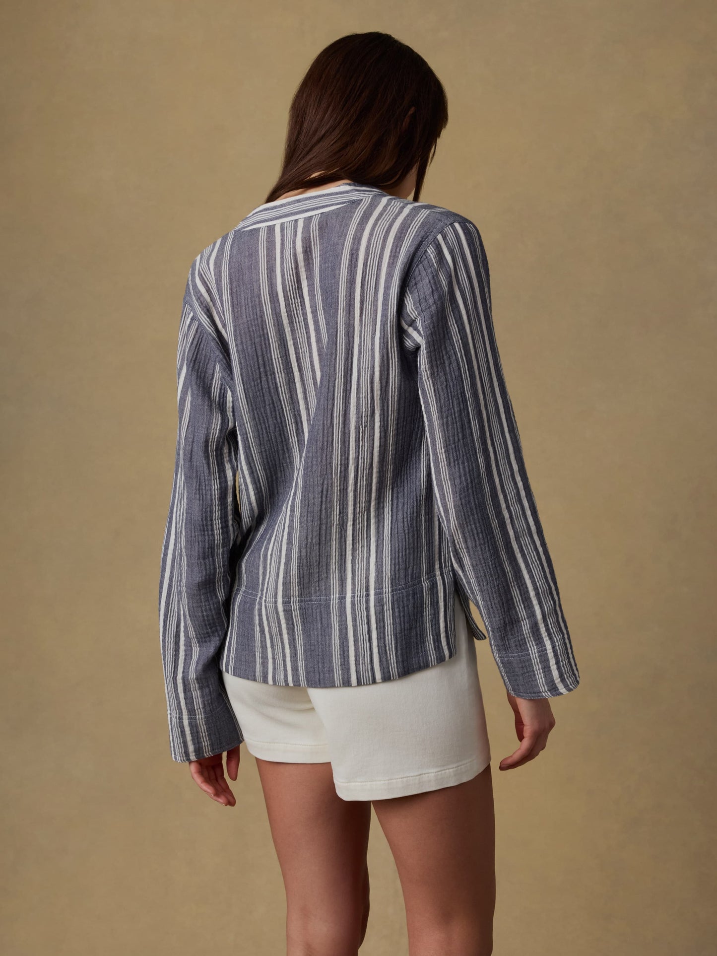 Dune Cotton Gauze Harbor Top - Sea Breeze Stripe