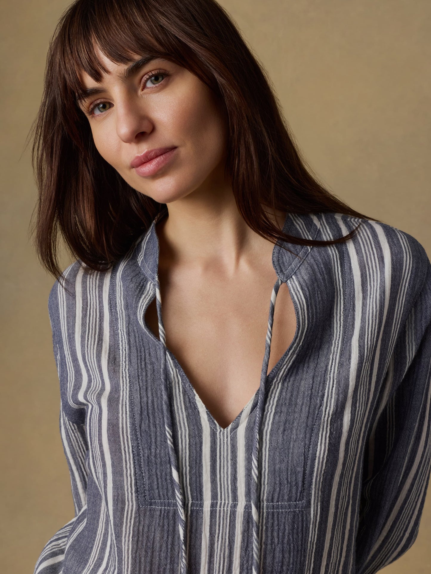 Dune Cotton Gauze Harbor Top - Sea Breeze Stripe