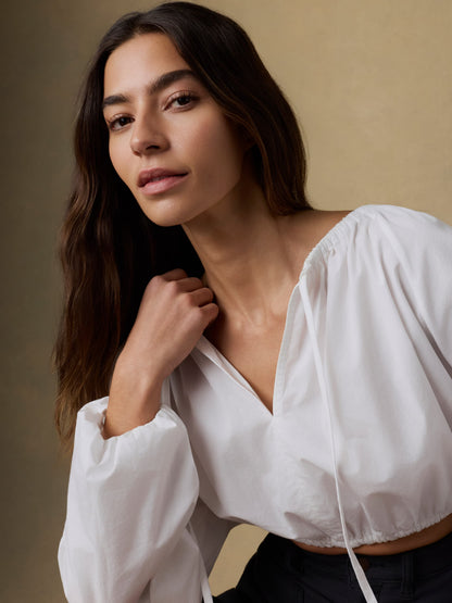 Coastal Poplin Nera Top - White