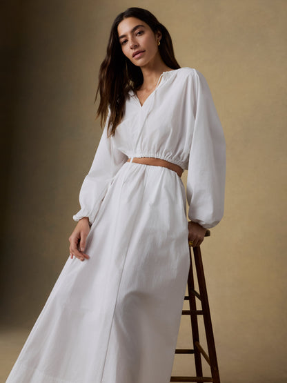 Coastal Poplin Nera Top - White