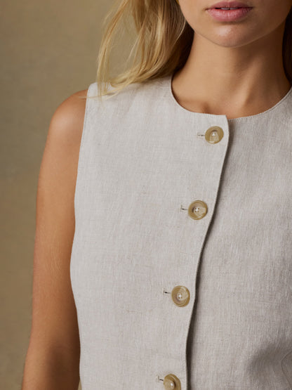 Sun Strider Linen Vest - Flax