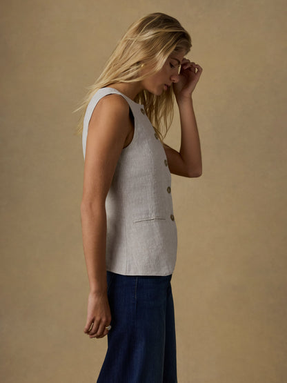 Sun Strider Linen Vest - Flax