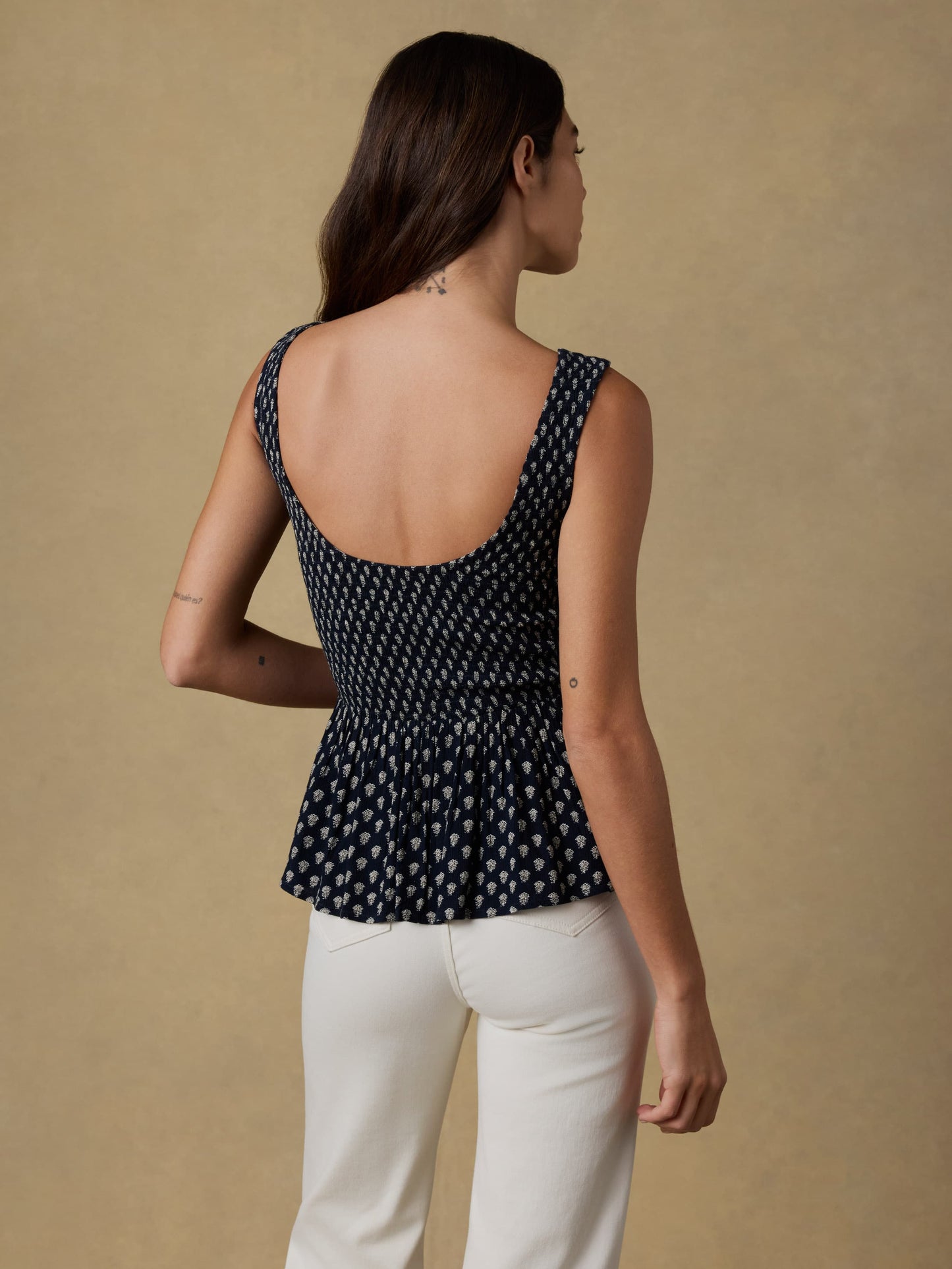 Sophia Smocked Top - Navy Lotus Floral