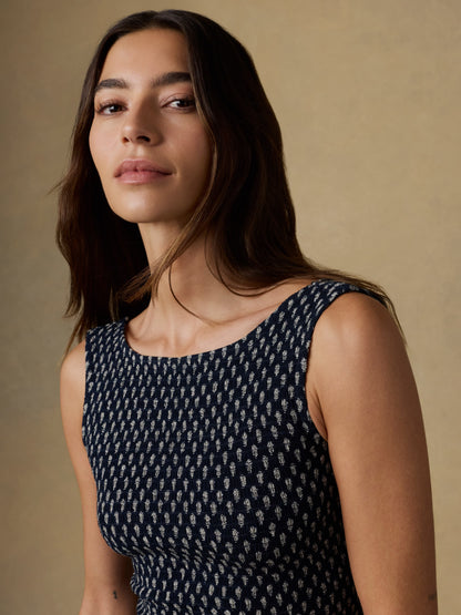 Sophia Smocked Top - Navy Lotus Floral