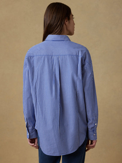 Coastal Poplin Relaxed Shirt - Endless Coast Stripe