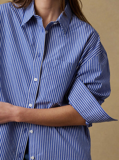 Coastal Poplin Relaxed Shirt - Endless Coast Stripe