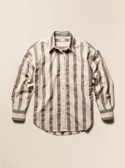 Cotton Linen Relaxed Shirt - Pine Bay Stripe