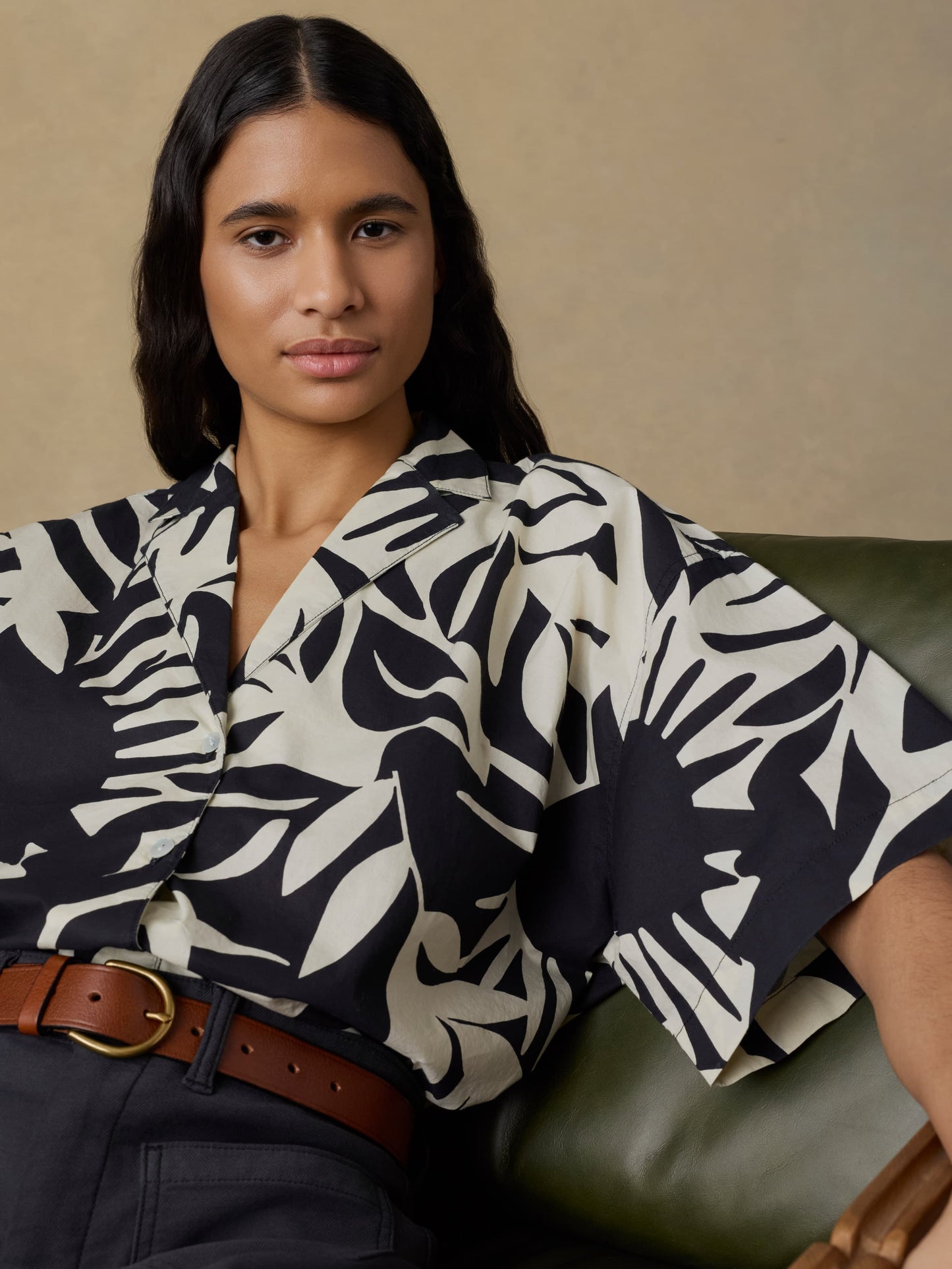 Coastal Poplin Relaxed Camp Shirt - Garden Sonata