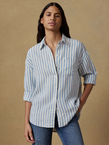 Laguna Linen Relaxed Shirt - Ocean Lucy Stripe