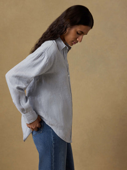 Laguna Linen Relaxed Shirt - Blue Fog