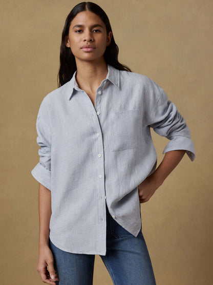 Laguna Linen Relaxed Shirt - Blue Fog
