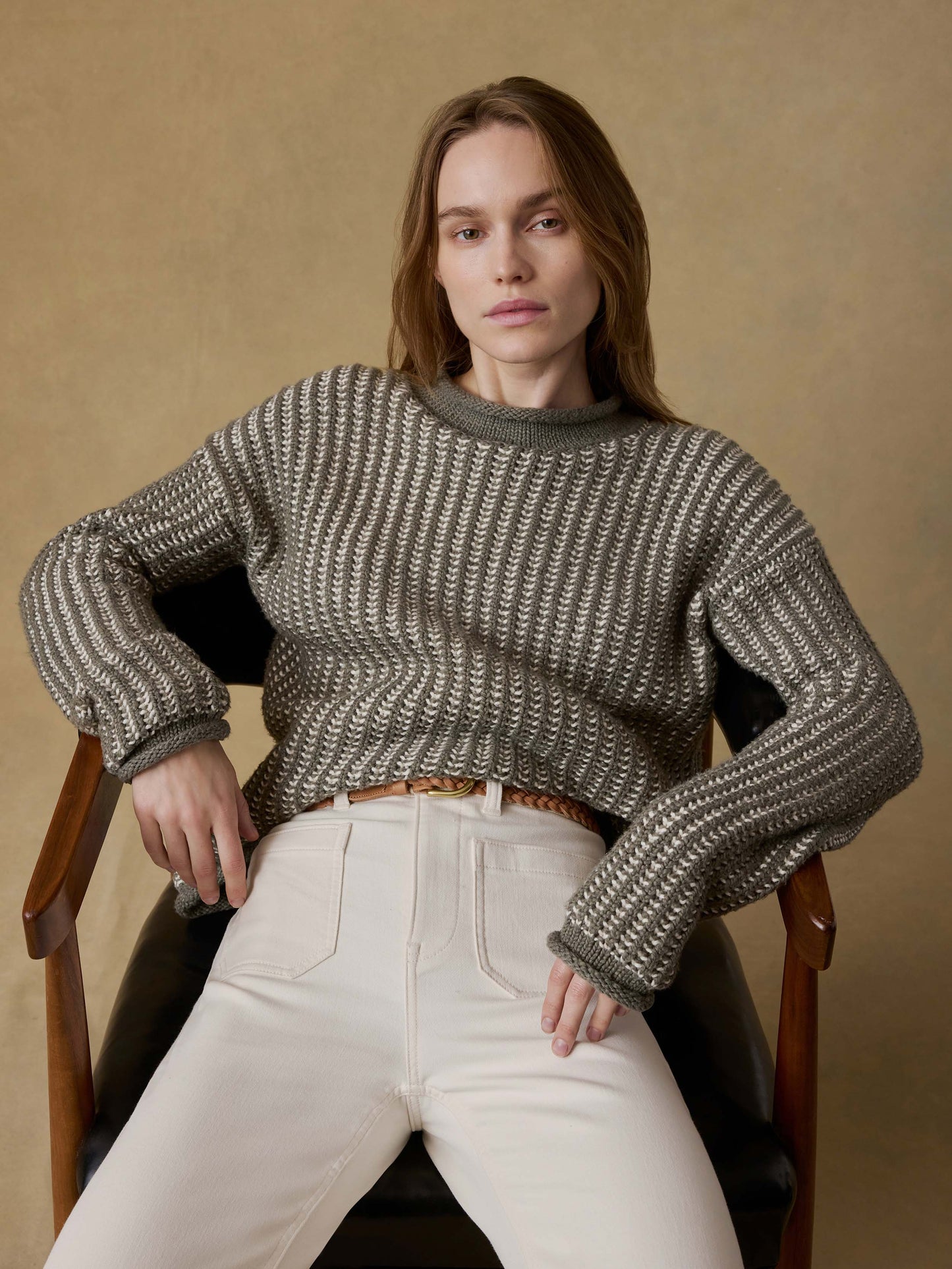 Heirloom Cotton Rollneck Sweater - Olive