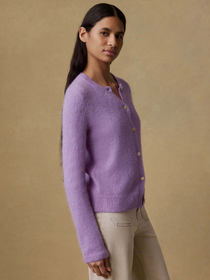 Apres Alpaca Long-Sleeve Cardigan - Lilac