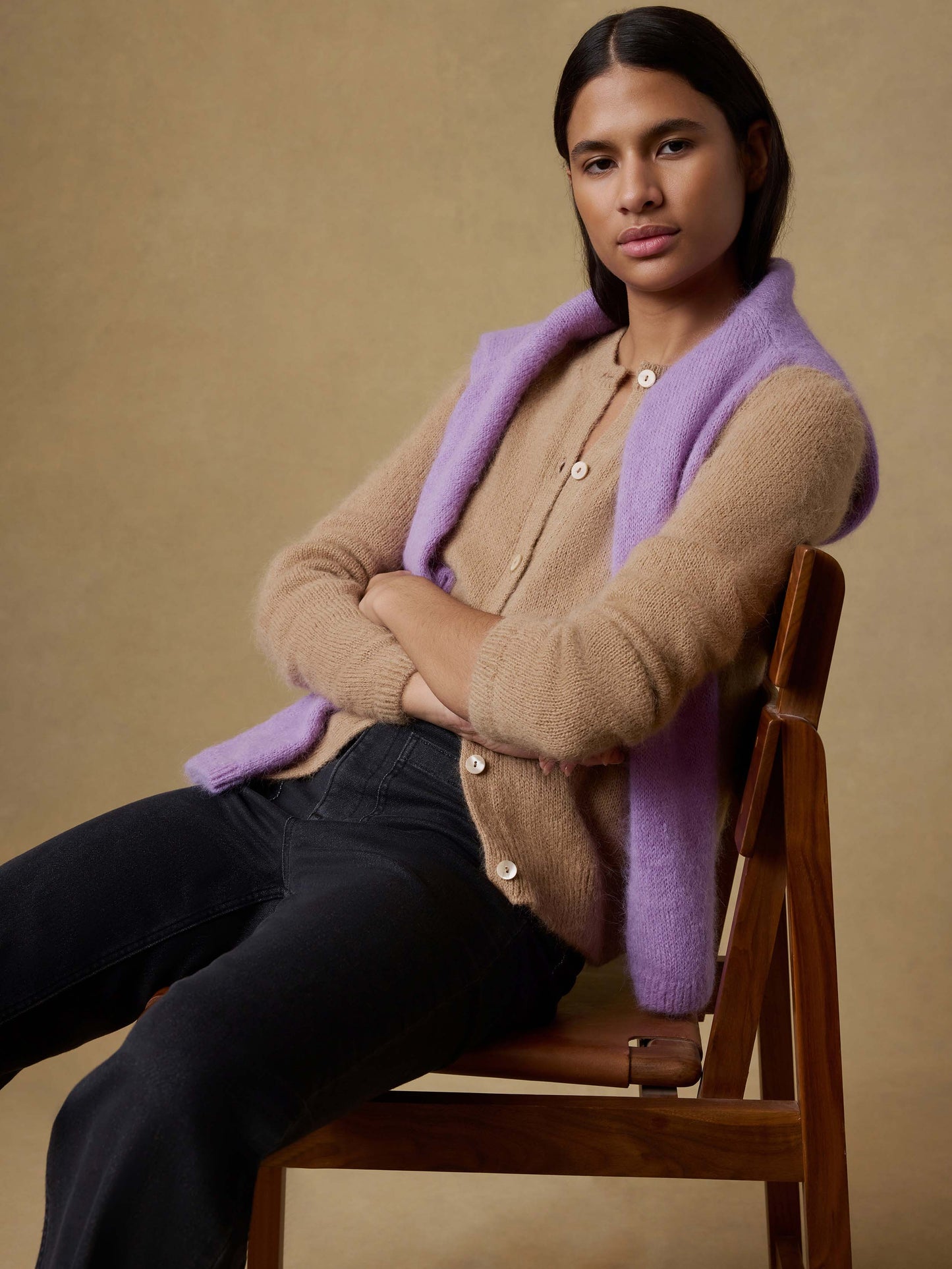 Apres Alpaca Long-Sleeve Cardigan - Oatmeal