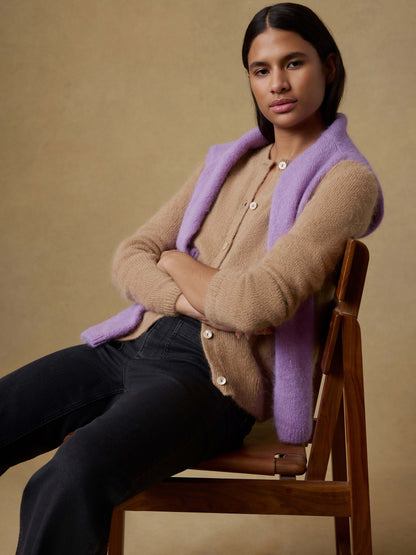 Apres Alpaca Long-Sleeve Cardigan - Oatmeal