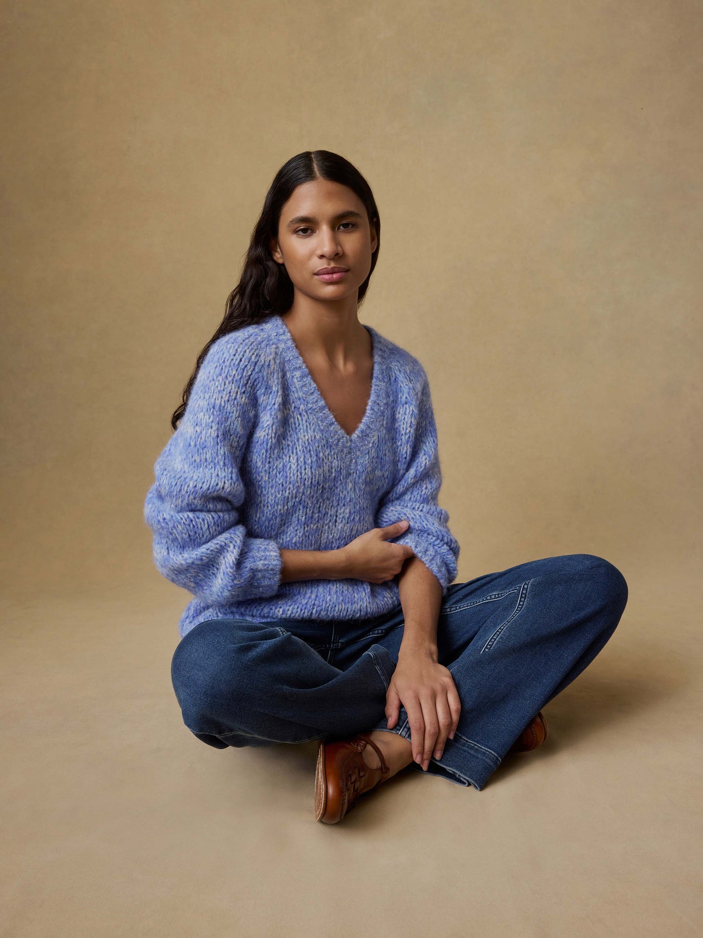 Apres Alpaca V-Neck Pullover - Saltwater Blue