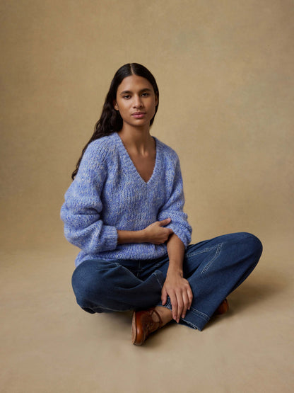 Apres Alpaca V-Neck Pullover - Saltwater Blue