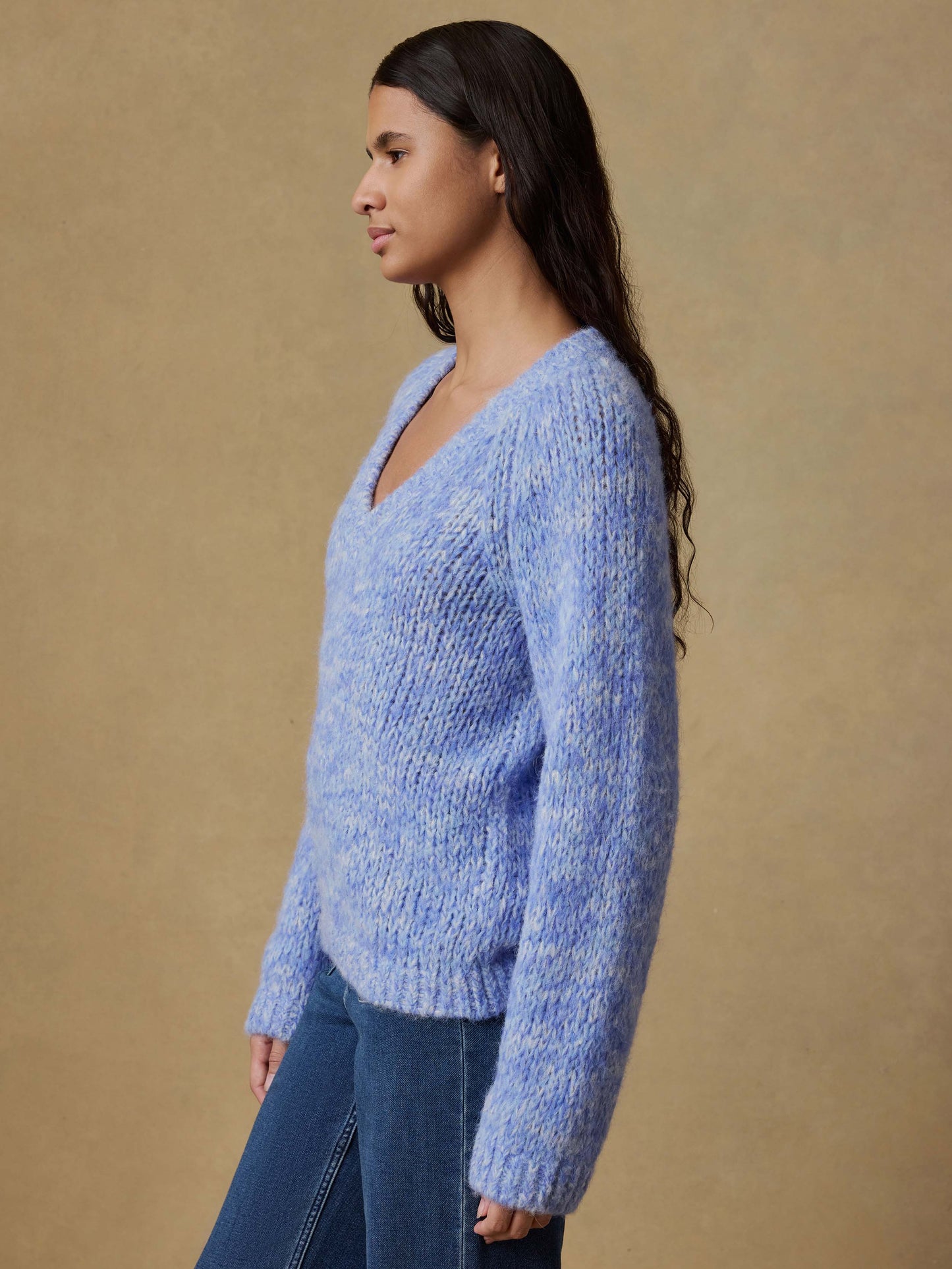 Apres Alpaca V-Neck Pullover - Saltwater Blue