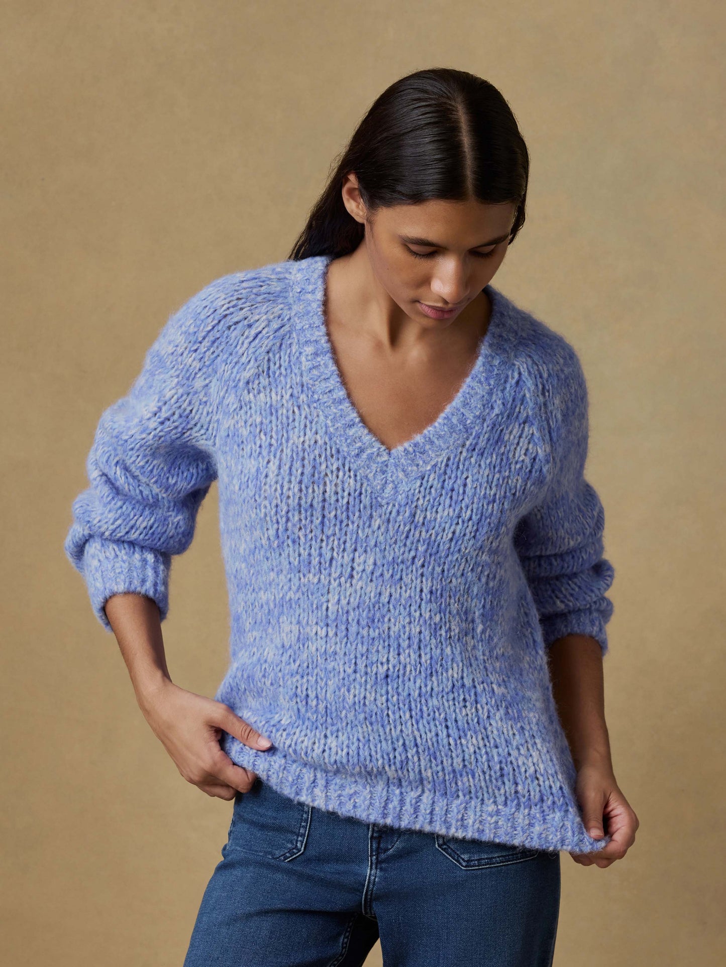 Apres Alpaca V-Neck Pullover - Saltwater Blue