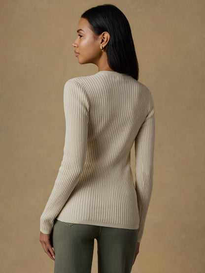 Miramar Linen Crewneck Cardigan - Summer Sand