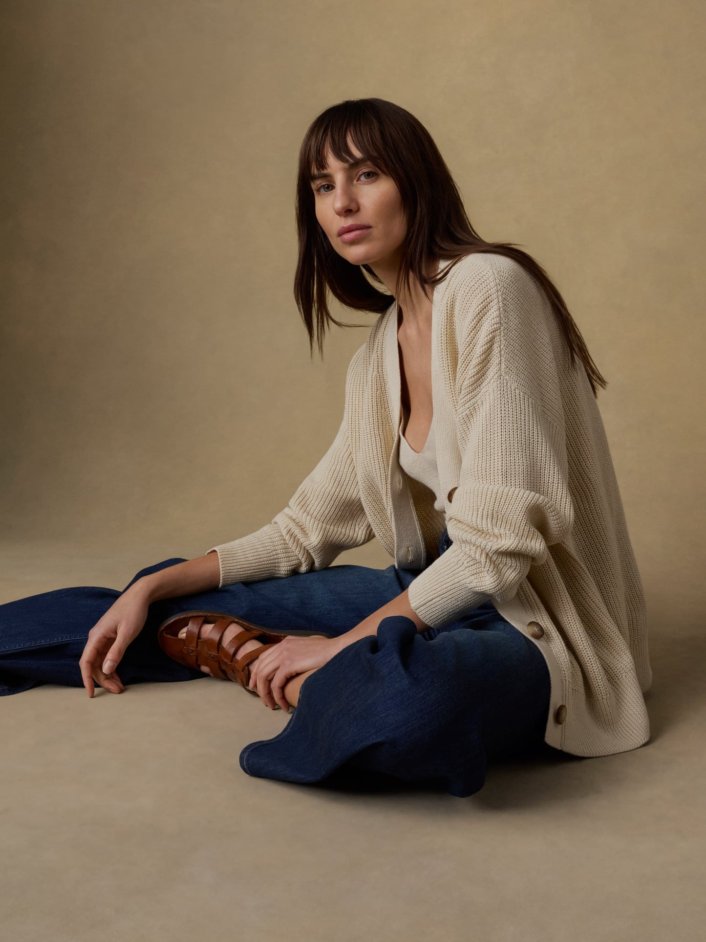 Miramar Linen Relaxed Cardigan - Summer Sand