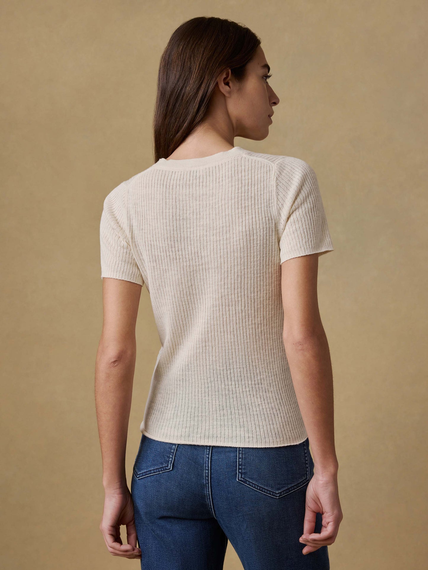 Miramar Linen Mini Rib Tee - Summer Sand