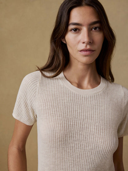 Miramar Linen Mini Rib Tee - Summer Sand