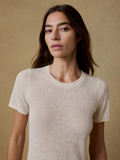 Miramar Linen Mini Rib Tee - Summer Sand