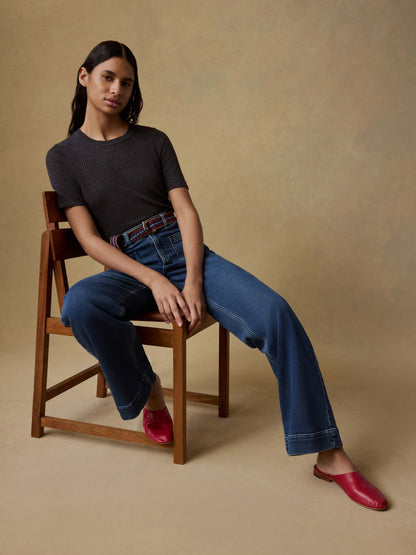 Miramar Linen Mini Rib Tee - Washed Black